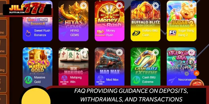 FAQ providing guidance on deposits, withdrawals, and transactions